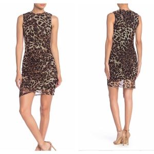 FREE PRESS | Leopard Print Mesh Tank Sheath Dress X-Small